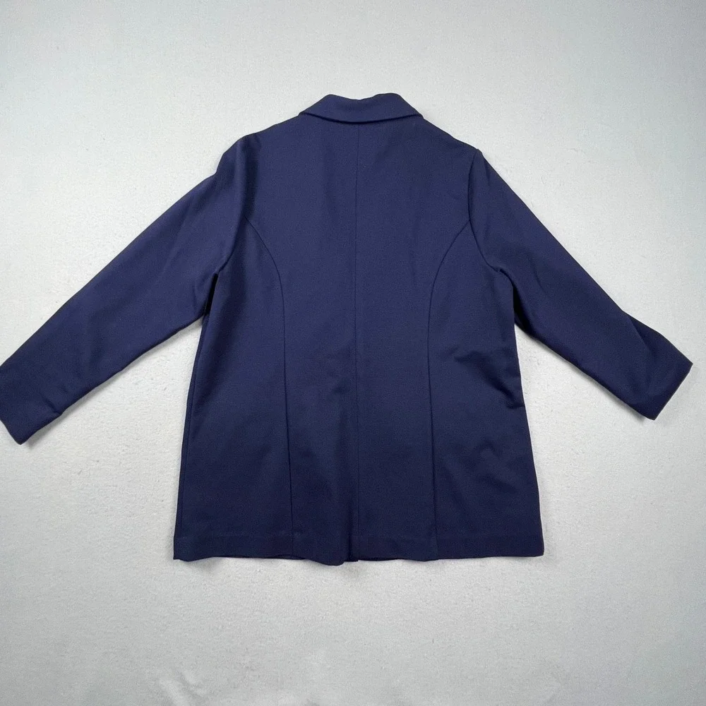 Liverpool Blazer Women XL Cadet Blue Open Front Ponte Knit Professional